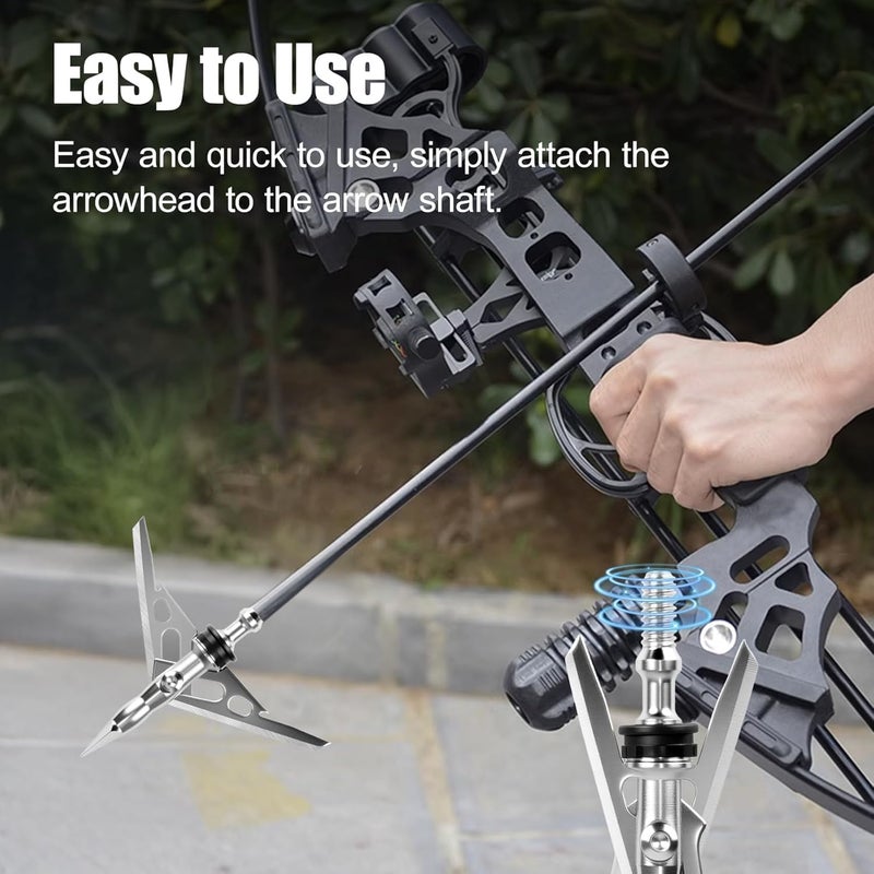 Senduzll 6-Pack 100 Grain Broadheads for Compound Bows - Precision Archery Broadheads for Hunting, Crossbow Broadheads with Razor-Sharp Blades，Durable and Accurate Hunting Broadheads - Image 5